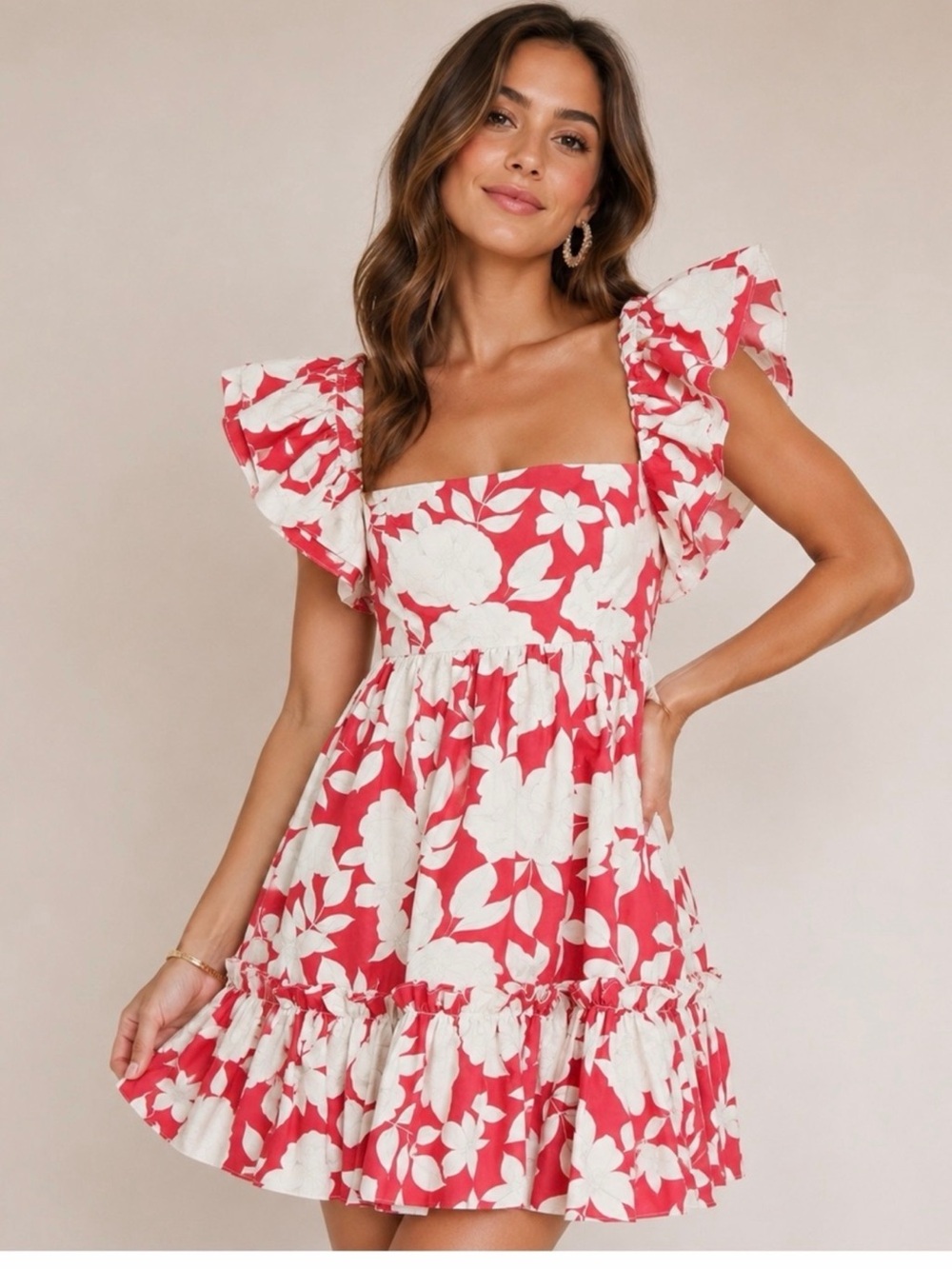 Cara Cara Lexa Floral Cotton Poplin Babydoll Dress – No Size Tag